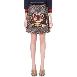 Gucci Tiger-Embroidered Floral- Lace Mini Skirt